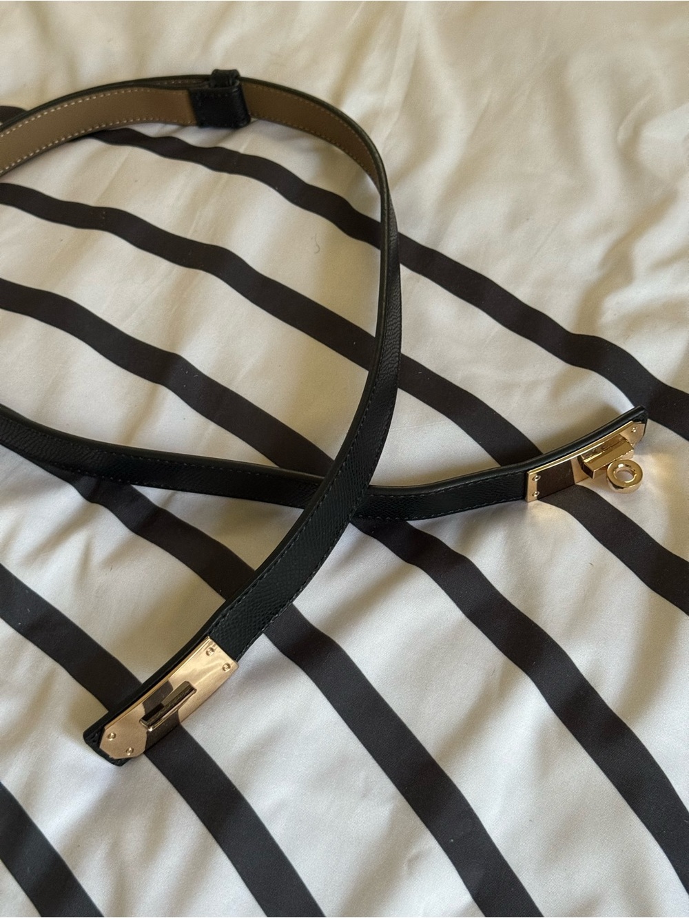 Black Leather Belt with Gold Hardware